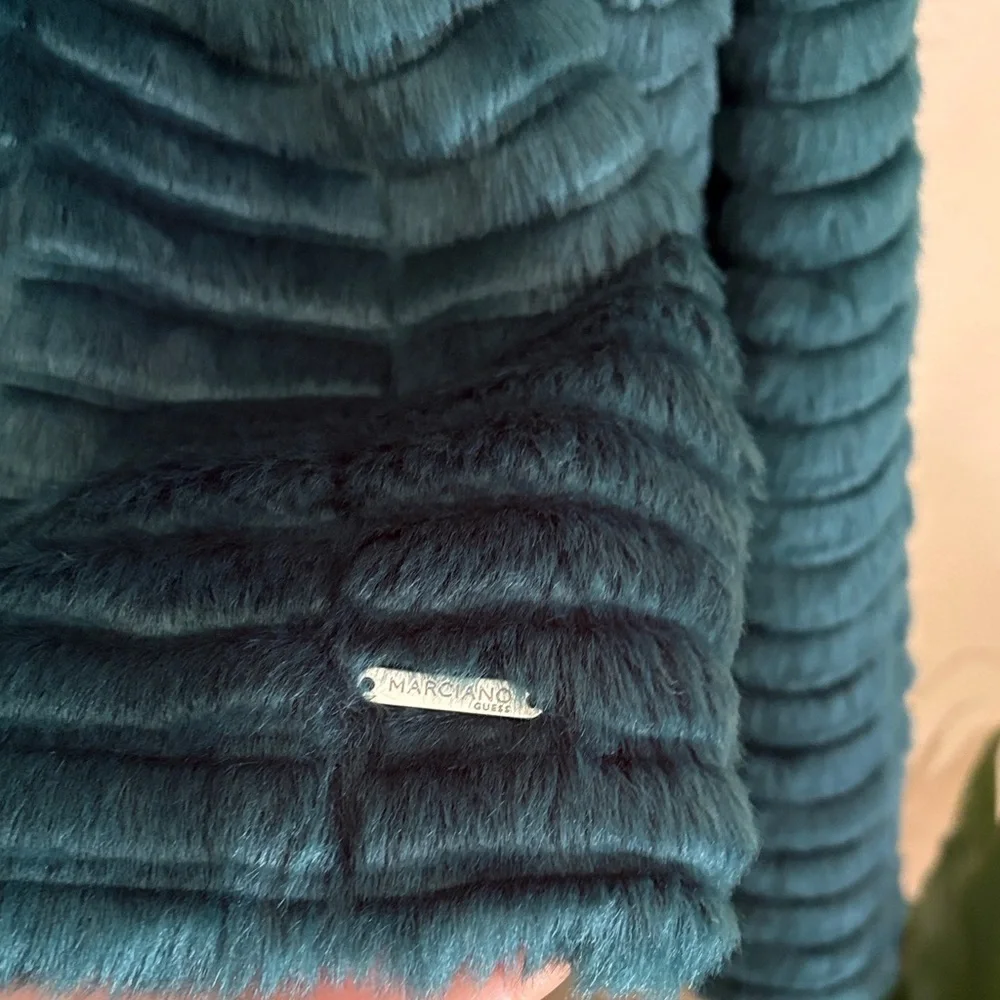 Marciano Teal Textured Teddy Jacket